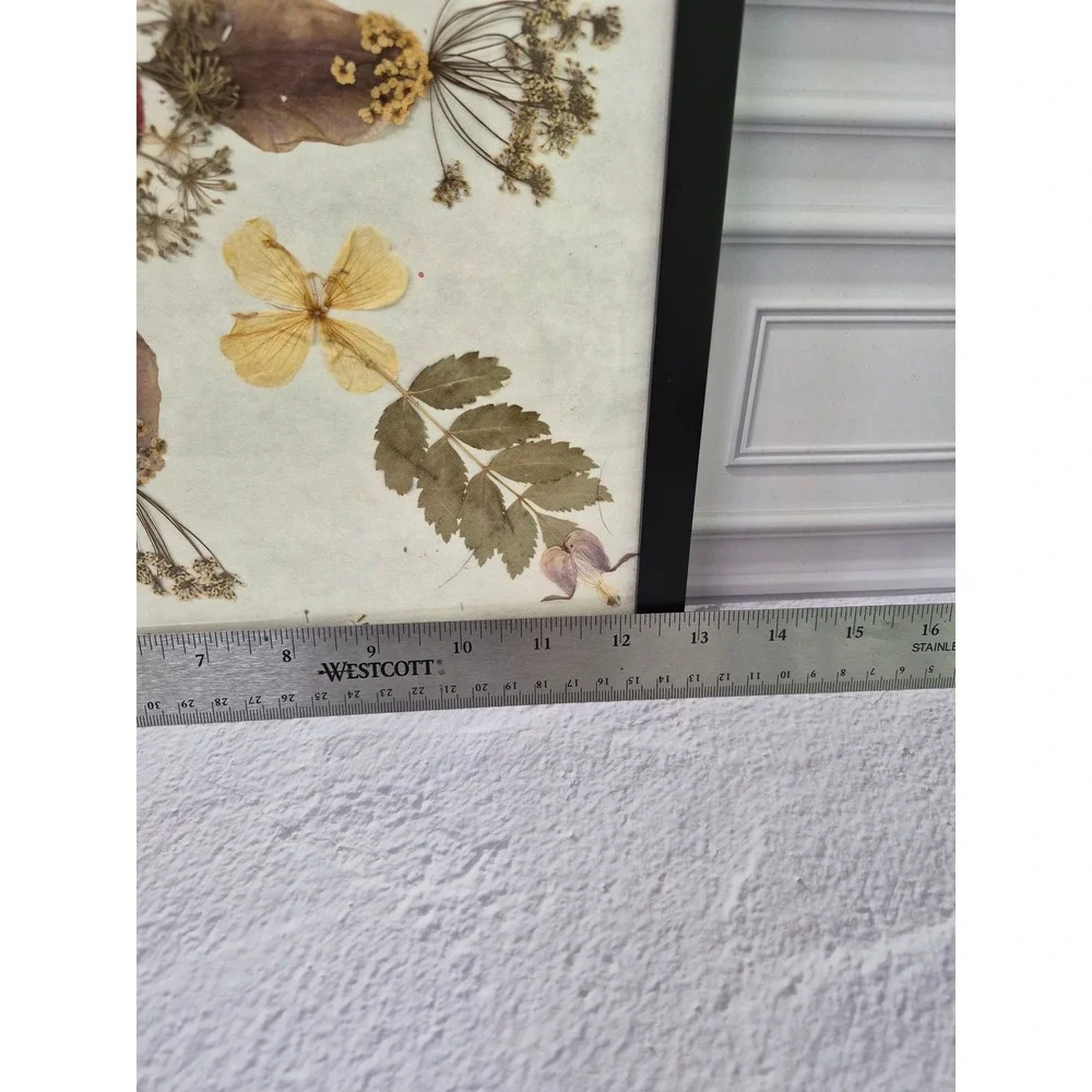 Pressed Flower Botanical Art Framed Red Cardinal Bird Wall Decor 12.5x12.5